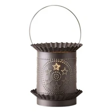 Jumbo Wax Warmer with Circle Star in Kettle Black, Metal Tart Melter, Country