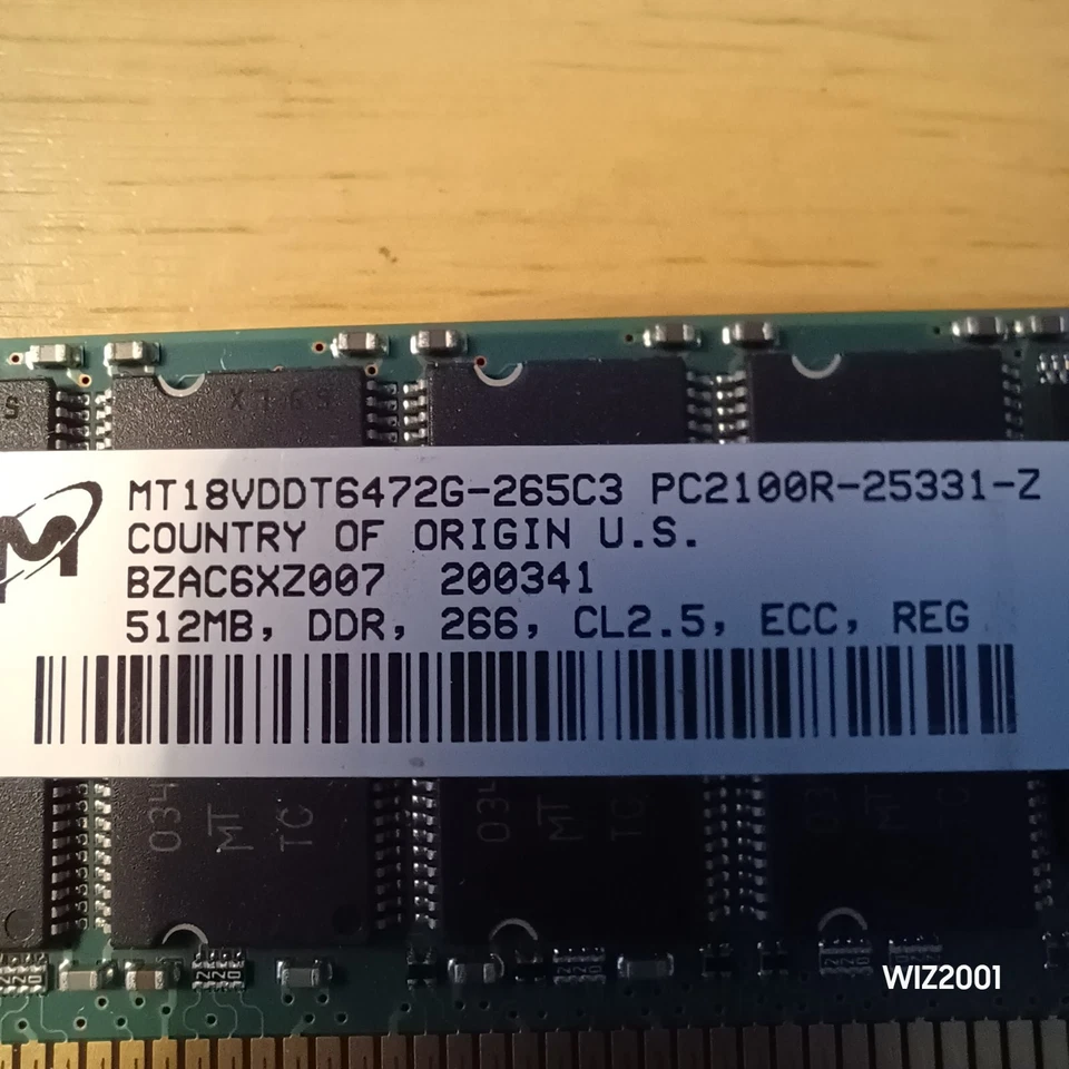 Lot 3x PC2100R MICRON SDRAM Memory MIXED SIZE RAM ECC 256MB 512MB SERVER - Image 3 of 4