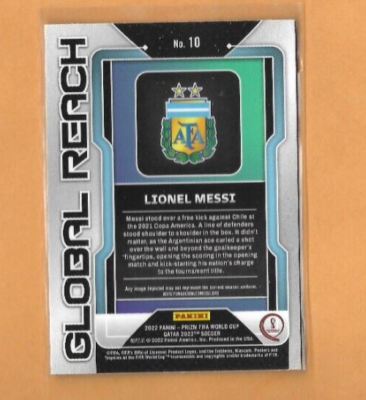2022 Prizm FIFA World Cup Lionel Messi Global Reach Card