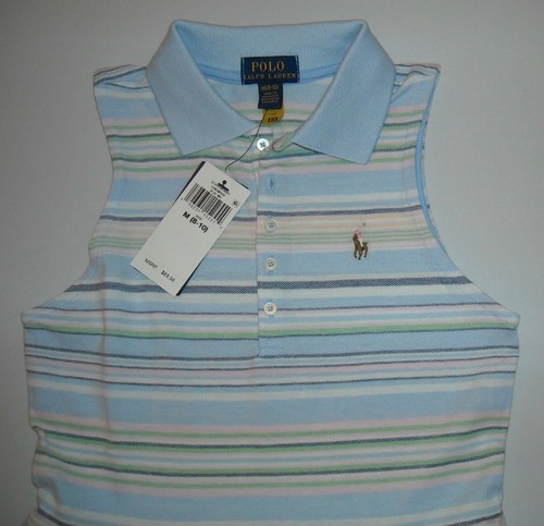 NWT Polo Ralph Lauren Girl's Sleeveless Dress Size M (8-10) Color Blue/Multi $70 - Picture 3 of 5