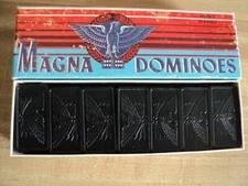 Magna Dominoes Vintage 1975 Milton Bradley Co. Wood Pieces  Set No 225 28pcs
