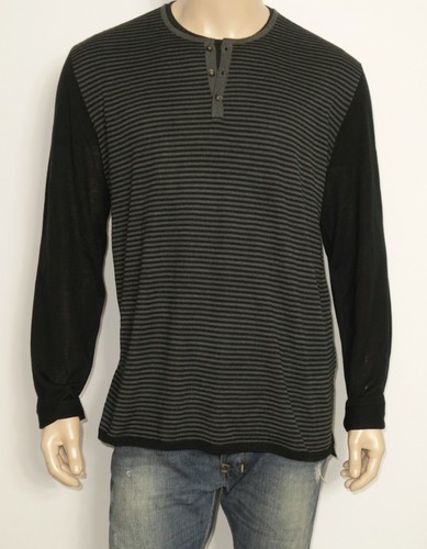 $228 John Varvatos LUXE Long Sleeve Henley in Charcoal Heather Size XXL Wool/Acr - Picture 11 of 11