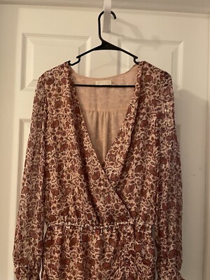NWOT Ramy Brook Vina Dress Pink Paisley Floral Shimmery Ruched Minidress Size S