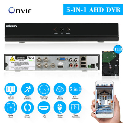 4-KANAL FLOUREON UND 1TB HDD DVR XMEYE APP KKMOON 5MP 1080P 1080N RECORDER