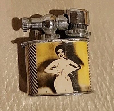 Vintage Cigarette Mini Lighter Collectible Less 1'' Tall with Pin Up Girls, RARE