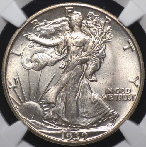 1939 S WALKING LIBERTY HALF DOLLAR NGC MS64 LUSTROUS ORIGINAL WHITE WITH A TASTE