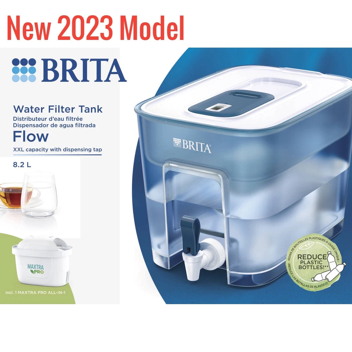 Brita Flow 8.2L Filter & 2 Bonus Filter Cartridges - Kitchen Accessories