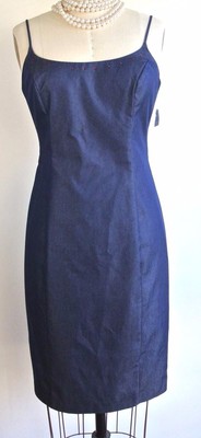 ALLEN SCHWARTZ Blue Jean Sleeveless Fitted Sheath Dress Plain Solid 10 P   *123