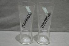 Pair Of (2) Tuborg Denmark Beer One Pint Toughened Nucleated Glass 20oz CE M14