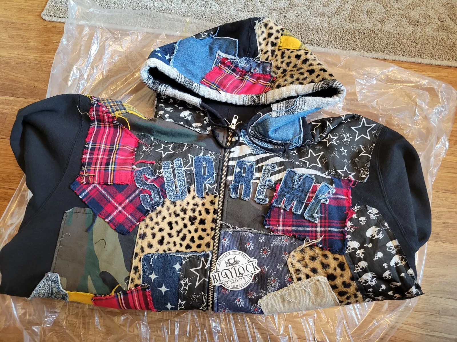 Sweat à capuche zippé Supreme Patchwork XL