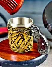 Bullet Beer Mug, Revolver Gun Pistol Beer Coffee Cup 3D stainless Steel