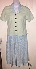 Leslie Fay Womens Size 8 green floral floral top skirt 10 Suit Easter j47