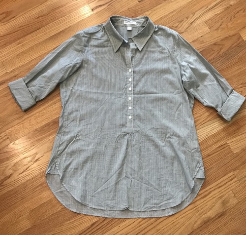 Coldwater Creek Pinstripe Tunic 1 XL 16-18 Henley Button Lagenlook Lightweight - Picture 8 of 17