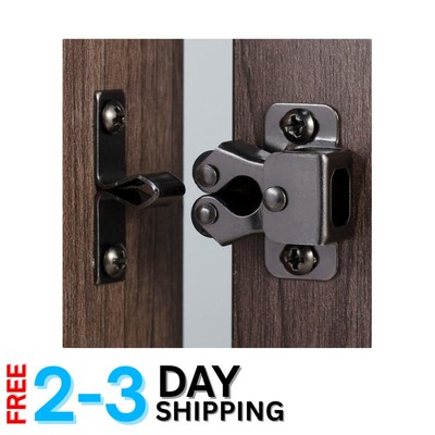 Durable Black Nickel Double Roller Cabinet Latch Set - 4 PCS Ready to Install