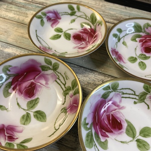 Vntg-Antique Imperial PSL Austria Handpainted Saucers Set Of 4 Pink Flowers 5.5’ - Picture 4 of 6
