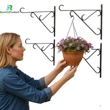 4 x 12" Hanging Basket Brackets | Strong Metal Wall Hooks for Garden Planters