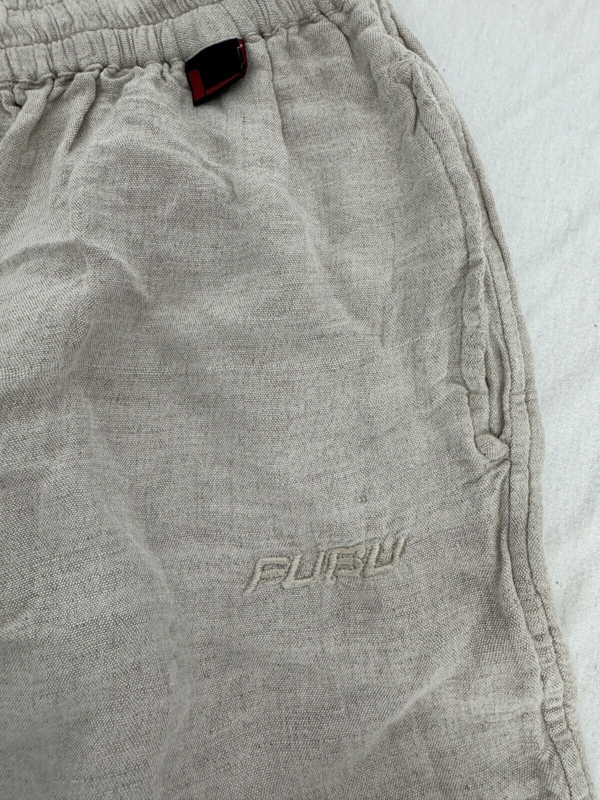 Vintage FUBU Khaki Linen Medium Pull On shorts, Y… - image 3