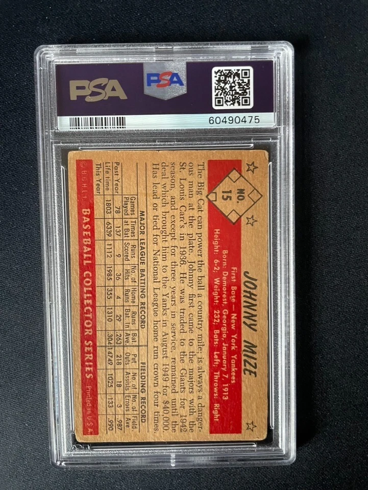 1953 bowman ч/б Johnny Mize psa 3 YANKEES - Изображение 2 из 2