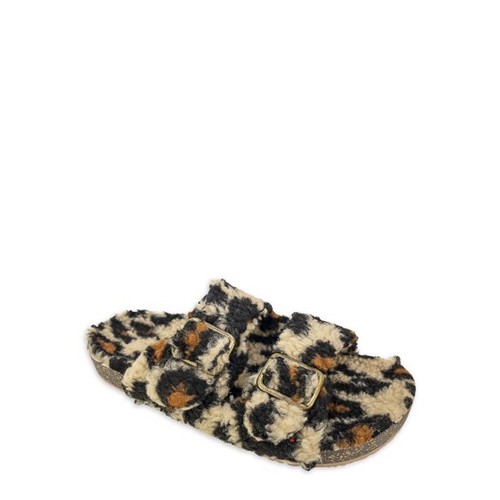 Secret Treasures Women's Slipper, Luxe Two Band Step-in - LEOPARD & BLACK - PICK - 第 1/13 張圖片