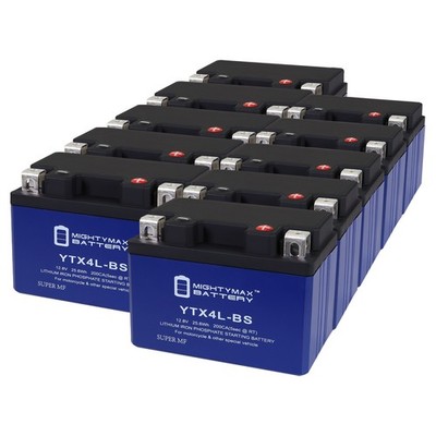 Mighty Max YTX4L-BSLIFEPO4 Lithium, Replaces Ninja 650, ABS, H2, H2R - 10 Pack