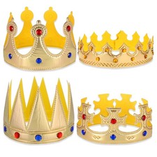 4Pcs King Crowns Queen Costume Crown Hat for Royal Halloween Cosplay Birthday