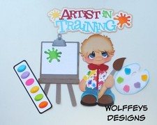 ELITE4U BOY ARTIST SCHOOL PAINTING paper piecing scrapbook diecut piece 3D page
