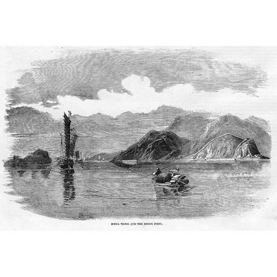 CHINA Bocca Tigris and Bogue Forts Opium Wars - Antique Print 1857
