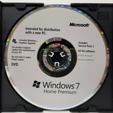 Microsoft Windows 7 Home Premium 64-bit Software PC  DISC ONLY - NO KEY 