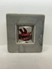 Vintage McCOY Arcature Bird Vase Grey Square with Red Bird EXCELLENT