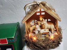 House of Lloyd Lighted Nativity -Jesus the Greatest Gift of All Manger w/box