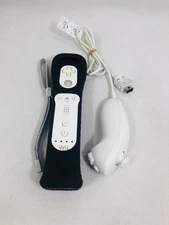 OEM Wii Remote W/ Nunchuck And Wii Motion Plus Adapter + Slip Cover Tested Clean