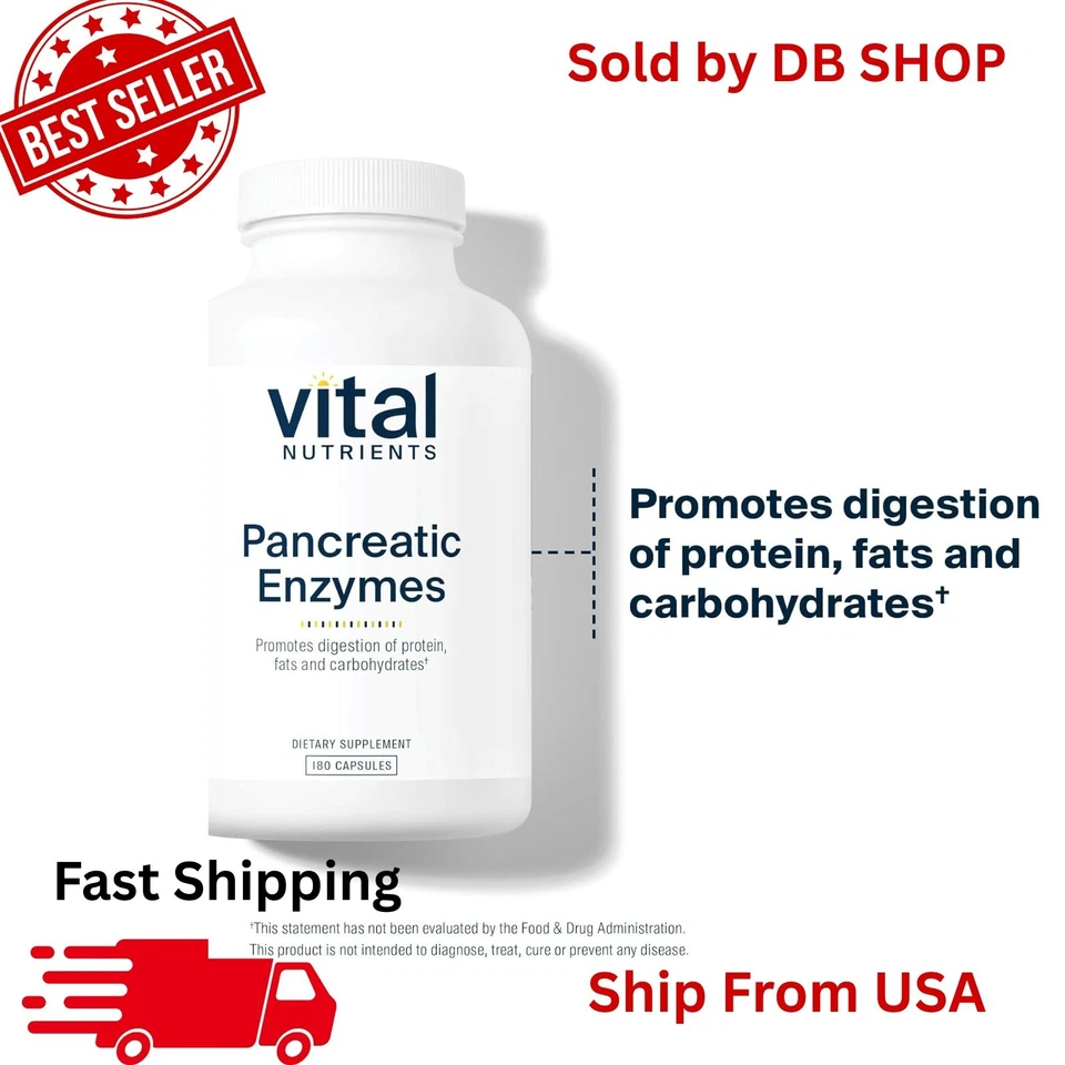 Vital Nutrients Enzimas Pancreáticas 180 Cápsulas Apoyo Digestivo EXP 08/2027,,, Foto 2 de 3