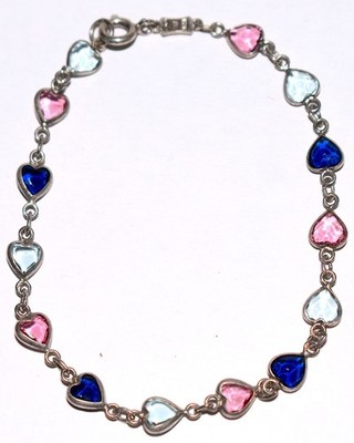 A&C Oslo Bracelet Sterling Silver Pink Blue Hearts Arts and Crafts Norway FreeSH