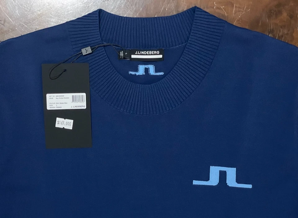 Nuevo suéter azul tejido J.Lindeberg Gus para hombre precio de venta sugerido por el fabricante $165 (amkw09395) talla grande Foto 2 de 4