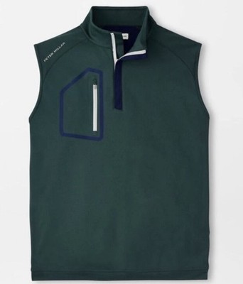 Peter Millar Forge Performance 1/4 Zip Vest Mens XL Balsam Green NWT