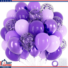 68pcs Purple Balloons 12inch with Metallic Pastel Dark Purple Confetti Balloons