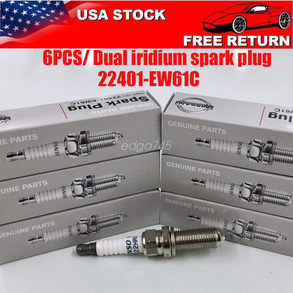 6PCS OEM Denso 22401-EW61C Dual-Iridium Spark Plugs for Nissan Infiniti Genuine