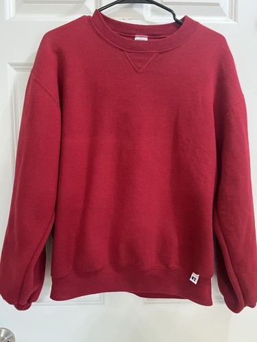 Vintage Russell Athletic Blank Crewneck Sweatshirt 90s Pullover Medium Red