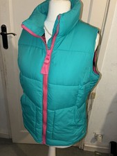 A Gorgeous joules turkusowy różowy pasek kamizelka kurtka kaptur płaszcz uk 8-10