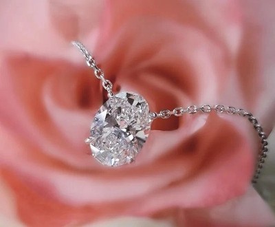 4 Ct White Treated Diamond Pendant Oval Shape VVS1/F Certified! Anniversary Gift