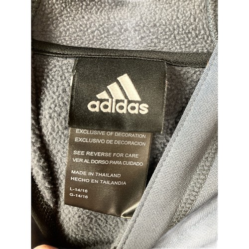 Adidas Hoodie Kids Large 14/16 Grey Pullover Logo Climawarm - Picture 3 of 8