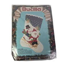 Bucilla Felt Stocking Kit Sleigh Ride 18" 82727 Santa Claus Snowman 1991 New