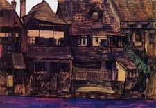Egon Schiele Houses on the Moldau Krumau 1910 17"x 22" Archival Art Print