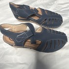 Women’s Blue Strappy Sandals Adjustable Hook & Loop Closure Solid Casual — photo 3