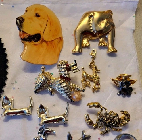 Vintage Now Costume Jewelry Lot Animal Variety 18 Signed Branded Ring Brooch Pin