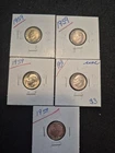 5 Uncirculated 1959 Roosevelt Silver Dimes.  Some Toned!