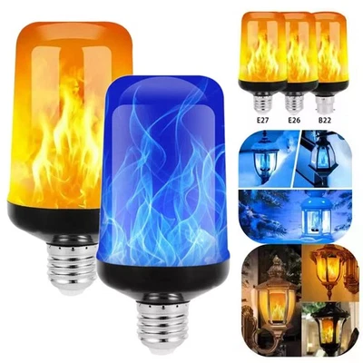 1-6x LED Flamme Licht Glühbirnen 4 Modi Feuerlicht E27 B22 Party Dekoration DE - Bild 1 von 4