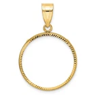 $5 Liberty Head Half Eagle Coin Bezel 21.6mm Diamond-Cut Prong 14k Yellow Gold