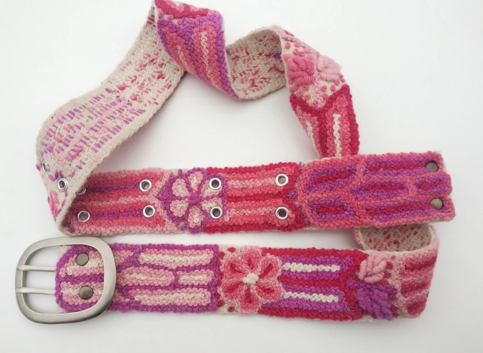 Cinturón hecho a mano peruano, cinturón de lana tejido, artesanía peruana Foto 4 de 4