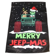 Merry Jeep-mas Premium Garden Flag Double Sided, Merry Christmas Happy New